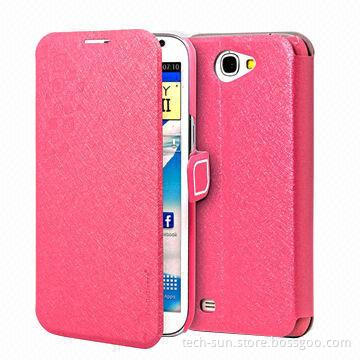 Original brand candy color feather silk series PU case for Samsung Galaxy Note 2,with retail package